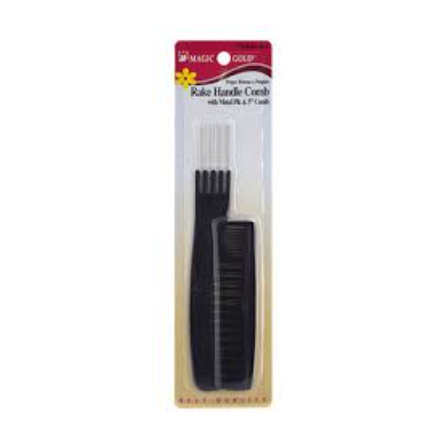 magic-gold-rake-handle-comb-w-metal-pik-2414