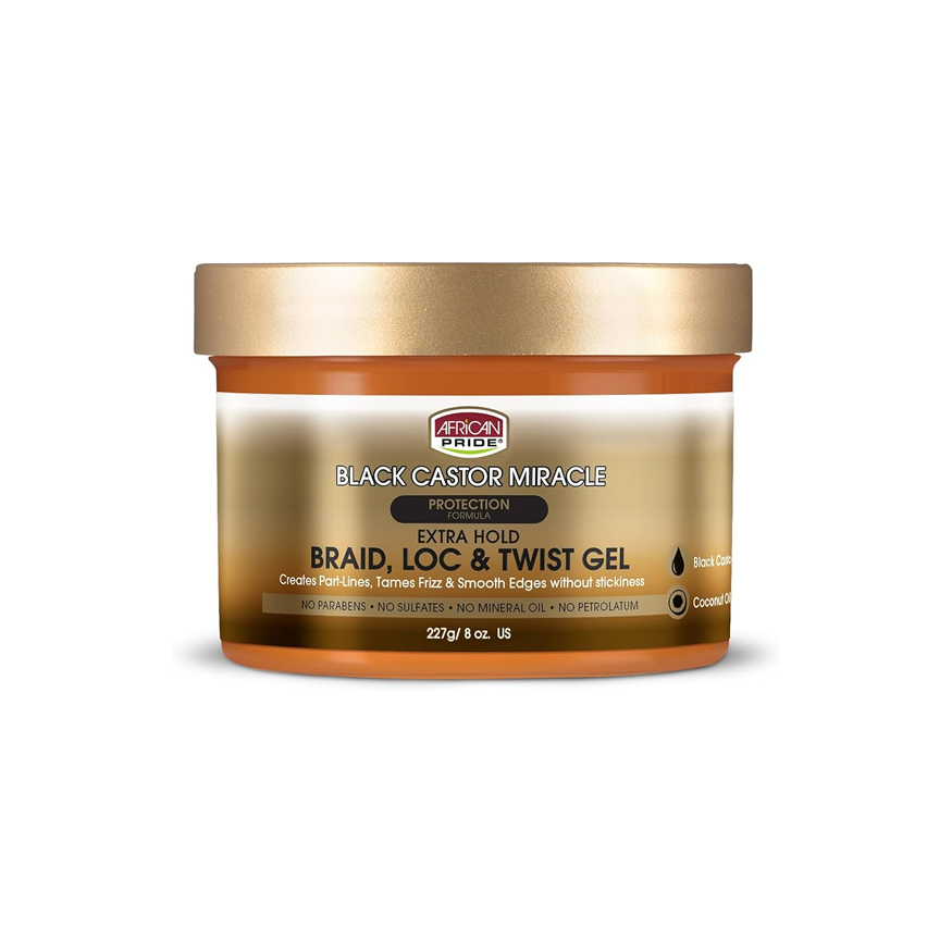 African Pride Black Castor Miracle Braid,Loc& Twist Gel