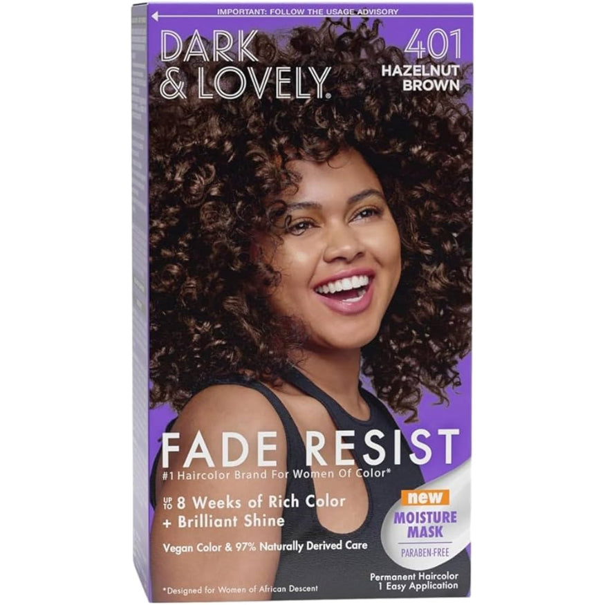 DARK & LOVELY Fade Resist Hair Color Kit 401 Hazelnut Brown