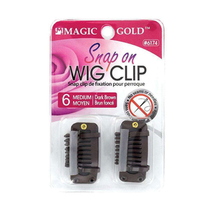 Magic Gold Snap on Wig Clip (M) 6pcs #Dark Brown [Card]#6174