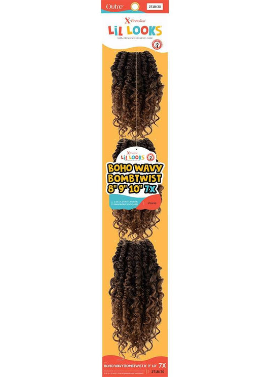 X-PRESSION - LIL LOOKS - BOHO WAVY BOMBTWIST 8" 9" 10" 7X